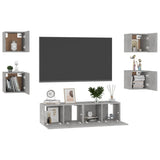 6 Piece TV Cabinet Set Concrete Grey Engineered Wood 3079080