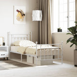 Metal Bed Frame without Mattress with Footboard White 80x200cm 353595