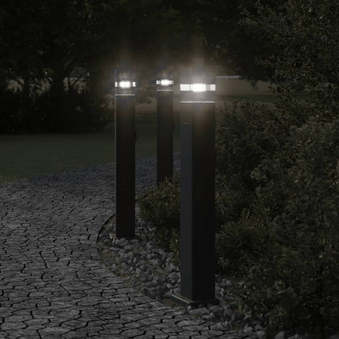 ZNTS Outdoor Floor Lamps with Outlet 3pcs Black 80 cm Aluminium 4006408