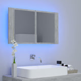 LED Bathroom Mirror Cabinet Concrete Grey 80x12x45 cm Acrylic 804968