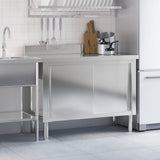 Kitchen Work Table with Sliding Doors Stainless Steel 376441