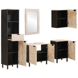 Bathroom Sets 5 pcs White Wash Finish Solid Mango Wood 3310033