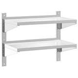 2-Tier Wall Shelf 75x40x60 cm Silver Stainless Steel 30312