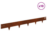 Lawn Edging 10 pcs 100 x 12 cm Steel Rusty 8008542