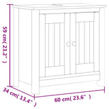 3 Piece Bathroom Furniture Set BERG Black Solid Wood Pine 3206497