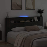 Storage Headboard with LED Black Oak Engineered Wood 3418699
