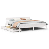 Bed Frame without Mattress White 200x200 cm Solid Wood Pine 3301523