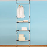 Telescopic Wardrobe System with Rods and Shelf Aluminium 321113