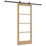 Sliding Door Natural 83 x 202 cm Solid Pine Wood and Glass 3332305