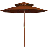 Double Decker Parasol with Wooden Pole Terracotta 270 cm 313765