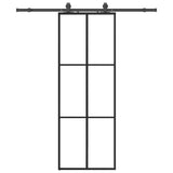 Sliding Door with Hardware Set Black 76x205 cm ESG Glass 3375784