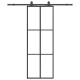 Sliding Door with Hardware Set Black 76x205 cm ESG Glass 3375784