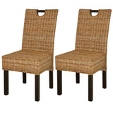 ZNTS Dining Chair 2 pcs Kubu Rattan Mango Wood 243638