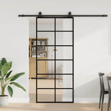 Sliding Door with Hardware Set Black 90x205 cm ESG Glass 3375931