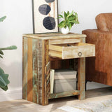End Table with 1 Drawer 1 Door Reclaimed Wood 240950