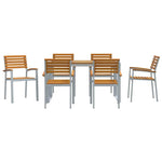 Garden Dining Set 7 pcs Grey and brown Solid acacia wood 3284360