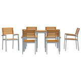 Garden Dining Set 7 pcs Grey and brown Solid acacia wood 3284360