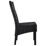 Dining Chairs 2 pcs Black Kubu Rattan and Mahogany Wood 246656