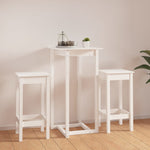 3 Piece Bar Set White Solid Wood Pine 3124728