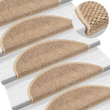 Stair Mats Self-adhesive Sisal-Look 15 pcs 56x17x3 cm Sand 326867