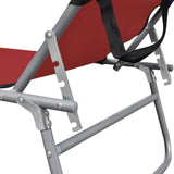Folding Sun Lounger with Canopy Red Aluminium 47771