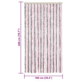 Fly Curtain Silver Grey and Pink 100x200 cm Chenille 377364