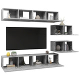 6 Piece TV Cabinet Set Concrete Grey Engineered Wood 3079146