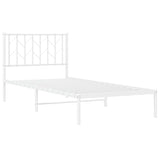 Metal Bed Frame without Mattress with Headboard White 90x190cm 374478