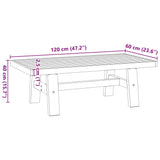 ZNTS Coffee Table NOAIN A-Shaped Legs 120x60x40 cm Solid Wood Pine 4100033