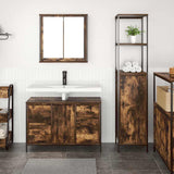 Bathroom Furniture Set with Drawer 2 pcs Smoked Oak and Black 3328376