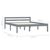 Bed Frame without Mattress Grey Solid Pine Wood 120x200 cm 283198