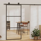 Sliding Door ESG Glass and Aluminium 90x205 cm Black 151009