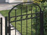 Fence Gate ASSEN with Arched Top Steel 89x200 cm Black 145750