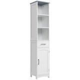 Tall Bathroom Storage Cabinet with 3 Tier Shelf, Cupboard, Drawer, Door, Freestanding Linen Tower, T3398P342430