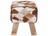 Bench 60 x 30 x 45 cm Real Leather Brown Patchwork 42042108