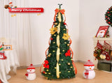 6 FT Fully Decorated Pre-lit Christmas Tree, Pop Up Artificial Xmas Tree with 80 Warm Lights Battery 19599448