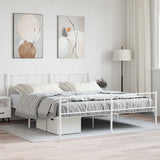 Metal Bed Frame without Mattress with Footboard White 183x213cm 372251