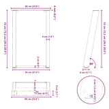 Dining Table Legs U-Shaped 2 pcs Natural Steel 60x cm Steel 4012791