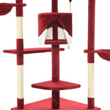 Cat Tree with Sisal Scratching Posts 203 cm Red and White 170531