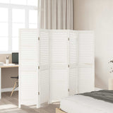 Room Divider 5 Panels White Solid Wood Paulownia 358837