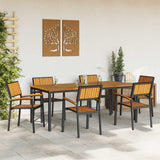 Garden Dining Set 7 pcs Black and brown 200 x 90 x 75 cm 3284419