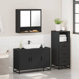 ZNTS 3 Piece Bathroom Furniture Set Black Engineered Wood 3301040