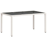 Garden Table with Glass Top White 150x90x75 cm Poly Rattan 368126