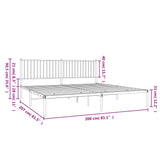 ZNTS Metal Bed Frame without Mattress with Headboard Black 200x200cm 350871