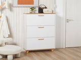 Narrow Shoe Cabinet, Slim Shoe Storage Cabinet with 3 Flip Drawers and Adjustable Shelves, 12 Pair T3398P328357