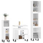 ZNTS 3 Piece Bathroom Furniture Set High Gloss White Engineered Wood 3190231
