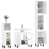 ZNTS 3 Piece Bathroom Furniture Set High Gloss White Engineered Wood 3190231