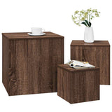 Side Tables 3 pcs Brown Oak Engineered Wood 815989