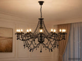 Adjustable Chandelier with Beads E14 Metal and Acrylic Black 42053791