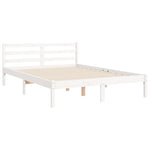 ZNTS Bed Frame without Mattress White Double Solid Wood 3195262